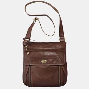 BROWN Fossil Stanton Traveler Crossbody Bag